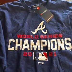 Fanatics unisex World Series BRAVES Champions 2021 Navy Long Sleeve Tee